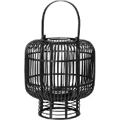 Broste Copenhagen Goran lantaarn bamboe/glas zwart- Ø37XH42CM