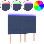 vidaXL Hoofdbord LED 144x5x118/128 cm stof blauw