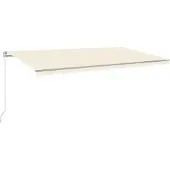 vidaXL Luifel handmatig uittrekbaar met LED 600x300 cm crèmekleurig