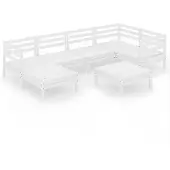 vidaXL 7-delige loungeset voor de tuin, massief grenenhout, wit