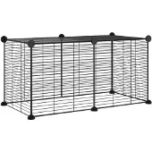 vidaXL Huisdierenkooi met 8 panelen 70x35x35 cm staal zwart