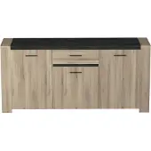 CBA Dressoir Shane 3 draaideuren, 3 legplanken en 1 lade-Kronberg eik/Sidewalk zwart