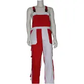 Coppens Tuinbroek kinder rood/wit - Polyester - Carnavalskleding jongens | Maat 140
