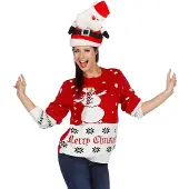 Wilbers Kersttrui rood sneeuwman - 100% acryl - Carnavalskleding heren | Maat M |