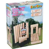 Eddy Toys Kubb Spel Medium Hout - Buitenspel voor Kinderen en Volwassenen - 21-Delige Set met Opbergzak - Houten Werpspel voor Tuin en Park