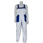 Coppens Tuinbroek volwassenen poly/katoen wit / korenblauw - Polyester - Carnavalskleding heren | Maat 62 +