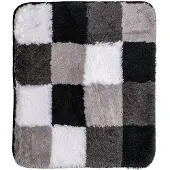 Coppens Wicotex badmat 60 x 90 cm zwart, wit, grijs geblokt |