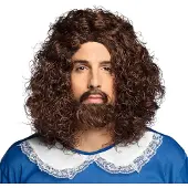 Boland Pruik Musketier Met Snor En Baard Bruin