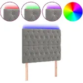 vidaXL Hoofdbord LED 100x7x118/128 cm fluweel lichtgrijs