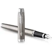 Parker IM vulpen | Roestvrij staal met chromen afwerking | Fijne punt met blauw inktpatroon | met Geschenkdoos