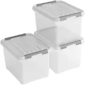 Curver Handy+ Opbergbox - 20L - 3 stuks - Transparant met deksel
