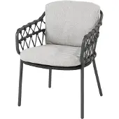 4 Seasons Outdoor Calpi dining tuinstoel met 2 kussens antraciet