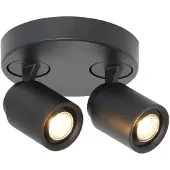 Freelight Razza plafondspot, zwart, Ø 26,5 cm, 2-lamps, metaal Razza, dimbaar, zwart, Woon-/ Eetkamer, metaal, Modern, halogeen spot