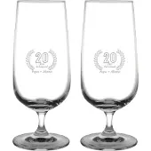 Fusion Gegraveerde set bierglazen op voet 41cl Papa + Mama 20 jaar getrouwd