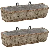 vidaXL Balkonbakken 2 st 60 cm wicker met PE-voering