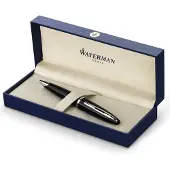 Waterman Carène Zwarte zee balpen | hoogglans zwart met palladium beklede afwerking | mediumpunt met blauw inktpatroon | geschenkverpakking