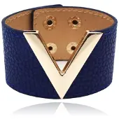 LGT JWLS Brede Dames Armband Verstelbaar Goudkleurig en Blauw