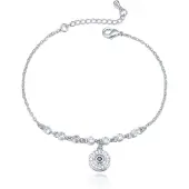 LGT JWLS Zilverkleurige Armband Verstelbaar met Bedel en Zirkonia Steentjes