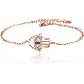 LGT JWLS Rose Verstelbare Dames Schakelarmband met Fatima Hand en Steentjes