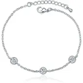 LGT JWLS Verstelbare Dames Armband met 3 Zirkonia Steentjes Zilverkleurig