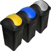 Stefanplast Afvalbak Set van 3 Geel/Blauw/Grijs 60L