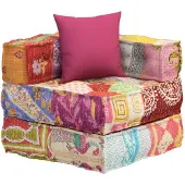 vidaXL Poef modulair met kussen patchwork stof