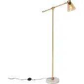 QAZQA Art Deco vloerlamp brons met marmer en amber glas - Nina