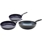 Greenpan Torino Set de Poêles à Frire Céramique 24 + 28 cm + Wok 28 cm