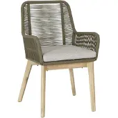 BUITEN living Padua dining tuinstoel | touw + hardhout | olijfgroen 1 persoon