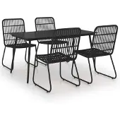 vidaXL 5-delige Tuinset poly rattan en glas