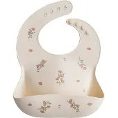 Mushie Slabbetje Siliconen Pink Flowers