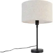 QAZQA Tafellamp zwart verstelbaar met kap lichtgrijs 35 cm - Parte