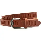 Timbelt Leren Gleufjes Riem 3 cm Cognac
