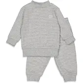 Feetje Wafel pyjama grijs melange Jongens/Meisjes Katoen Ronde hals Streep - maat 110