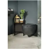 Xenz Gio randloos toilet 52cm met vortexspoeling en zitting zwart mat