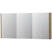 Ink SPK2 Spiegelkast - 160x14x74cm - 3 deuren - dubbelzijdige Spiegel - schakelaar en stopcontact - MDF Fineer Natur 1105521