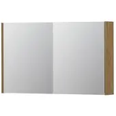 Ink SPK1 Spiegelkast - 100x14x60cm - 2 deuren - dubbelzijdige Spiegel - schakelaar en stopcontact - MDF Fineer Natur 1110671