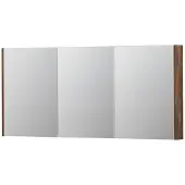 Ink SPK2 Spiegelkast - 160x14x74cm - 3 deuren - dubbelzijdige Spiegel - schakelaar en stopcontact - MFC Noten 1105514