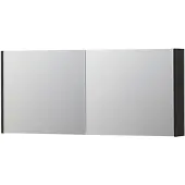 Ink SPK1 Spiegelkast - 140x14x60cm - 2 deuren - dubbelzijdige Spiegel - schakelaar en stopcontact - MFC Houtskool eiken 1110765