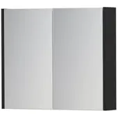 Ink SPK1 Spiegelkast - 70x14x60cm - 2 deuren - dubbelzijdige Spiegel - schakelaar en stopcontact - MDF lak zwart mat 1110505