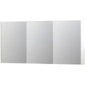 Ink SPK2 Spiegelkast - 160x14x74cm - 3 deuren - dubbelzijdige Spiegel - schakelaar en stopcontact - MDF lak wit mat 1105501