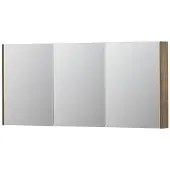 Ink SPK2 Spiegelkast - 160x14x74cm - 3 deuren - dubbelzijdige Spiegel - schakelaar en stopcontact - MFC Naturel eiken 1105510