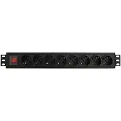 Wp Europe WP WPN-PDU-G01-08, Basismodel, 1.5U, Horizontaal/verticaal, Aluminium, Zwart, 8 AC-aansluitingen