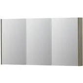 Ink SPK2 Spiegelkast - 140x14x74cm - 3 deuren - dubbelzijdige Spiegel - schakelaar en stopcontact - MFC Greige eiken 1105466