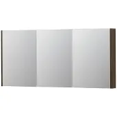 Ink SPK2 Spiegelkast - 160x14x74cm - 3 deuren - dubbelzijdige Spiegel - schakelaar en stopcontact - MDF Fineer Chocolate 1105523