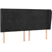 vidaXL Hoofdbord met randen 183x23x118/128 cm fluweel zwart