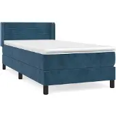 vidaXL Boxspring met matras fluweel donkerblauw 80x200 cm