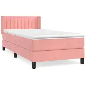 vidaXL Boxspring met matras fluweel roze 80x200 cm