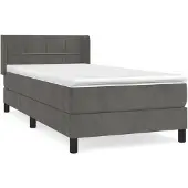 vidaXL Boxspring met matras fluweel donkergrijs 80x200 cm