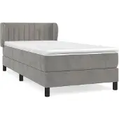 vidaXL Boxspring met matras fluweel lichtgrijs 90x200 cm